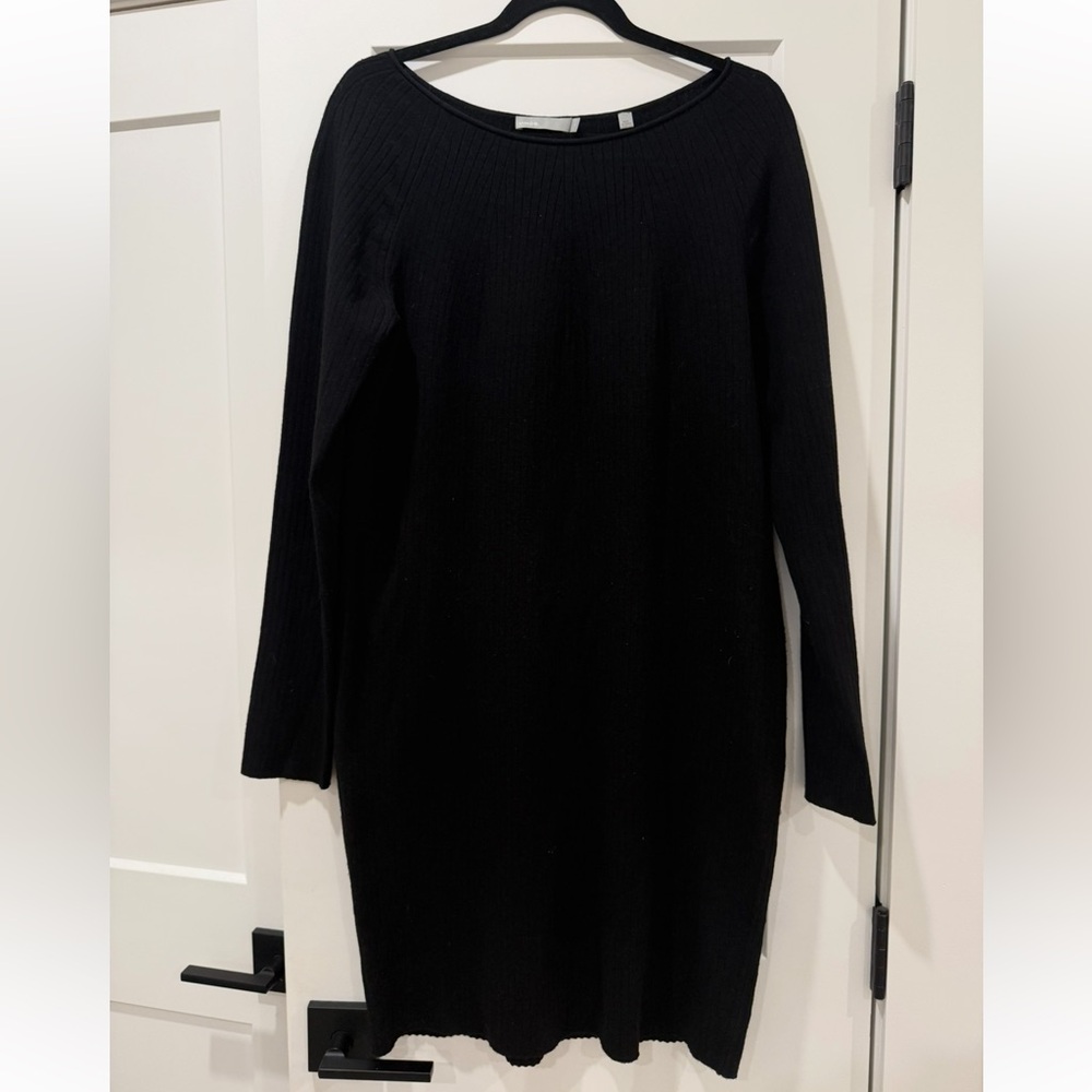 Vince Wool Blend Black Long Sleeve Dress